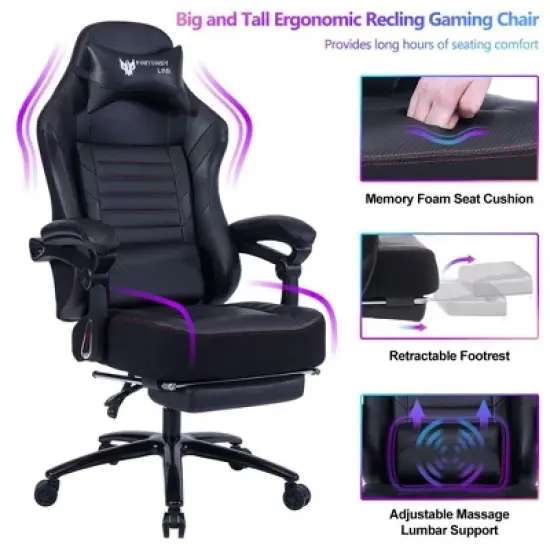 APRILSOUL Seat Height Adjustable Swivel Racing Office Computer Ergonomic Video Game Chair image {2}