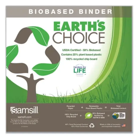 Samsill Earth's Choice Plant-Based D-Ring View Binder, 3 Rings, 3" Capacity, 11 x 8.5, White image {4}