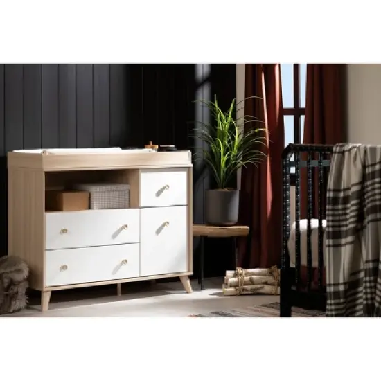 Yodi Changing Table with Drawers - Soft Elm and Pure White - South Shore image {3}