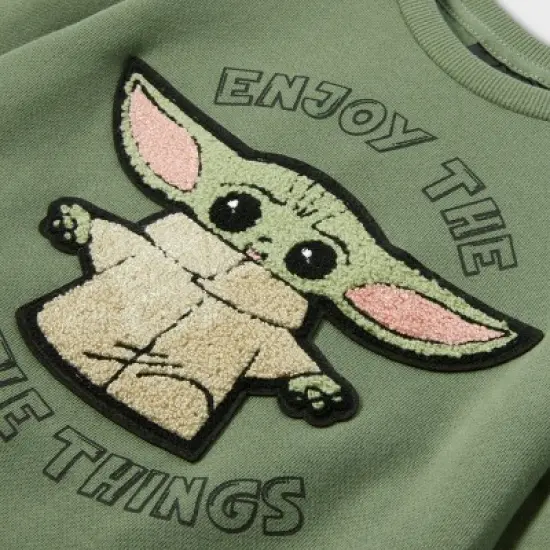 Toddler Boys' Star Wars The Mandalorian Solid Pullover Sweatshirt - Green image {2}