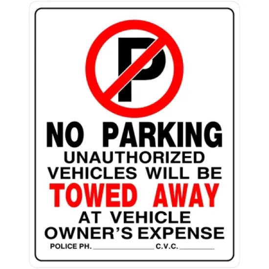 Hillman English White No Parking Sign 19 in. H X 15 in. W - Case of 6 image {1}