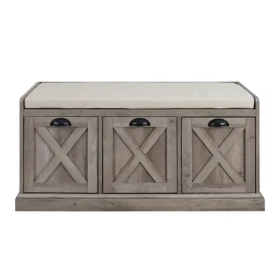 Farmhouse 40" 3 Drawer Storage Bench with Cushion - Saracina Home image {2}