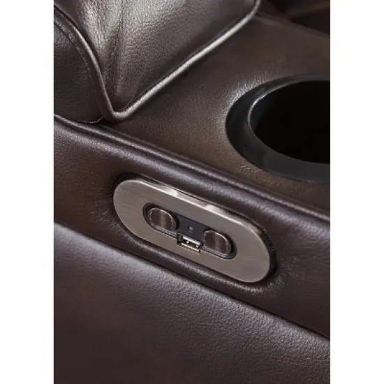 Warnerton Power Recliner Sofa with Adjustable Headrest Chocolate - Signature Design by Ashley image {3}