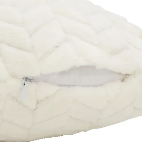 Farmlyn Creek 2 Pack Decorative Zipped Beige Faux Fur Throw Pillow Covers for Couch Sofa, 20x20 In image {5}