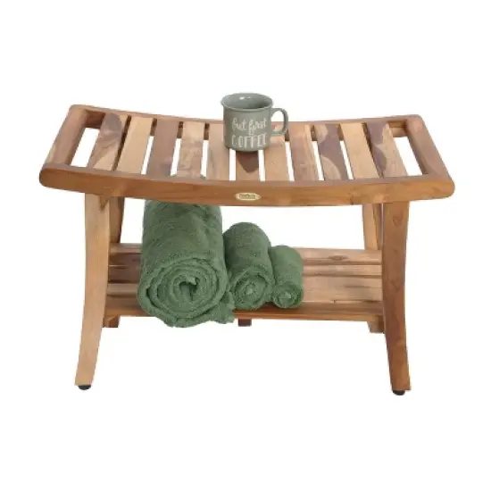 EcoDecors&reg; Harmony&reg; 30" Teak Wood Shower Bench with LiftAide&reg; Arms in EarthyTeak Finish image {5}