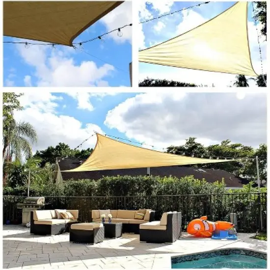 Sun Shade Sail Canopy UV Block &ndash; Waterproof Outdoor Shelter for Patio, Deck, Garden - Beige - 10X10x10 image {3}