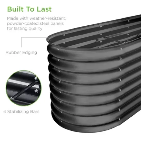 Best Choice Products 8x2x2ft Metal Raised Garden Bed, Oval Outdoor Planter Box w/ 4 Support Bars image {4}