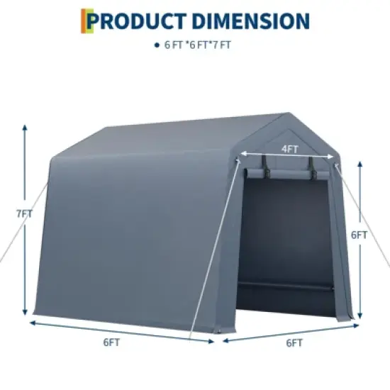 Carport Heavy Duty Tent, Outdoor Storage Shed with Roll-up Windows, Waterproof Tarp, Portable Garage with Ventilated Zipper Door, Storage Sheds image {1}