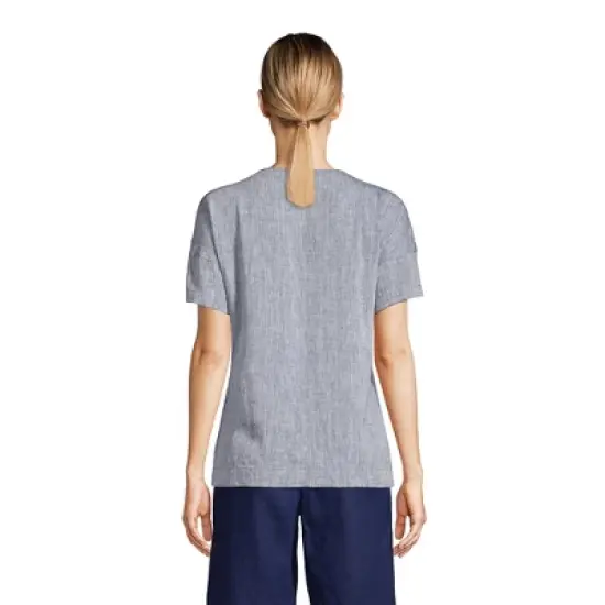 Lands' End Women's Linen Short Sleeve T-Shirt Top image {1}