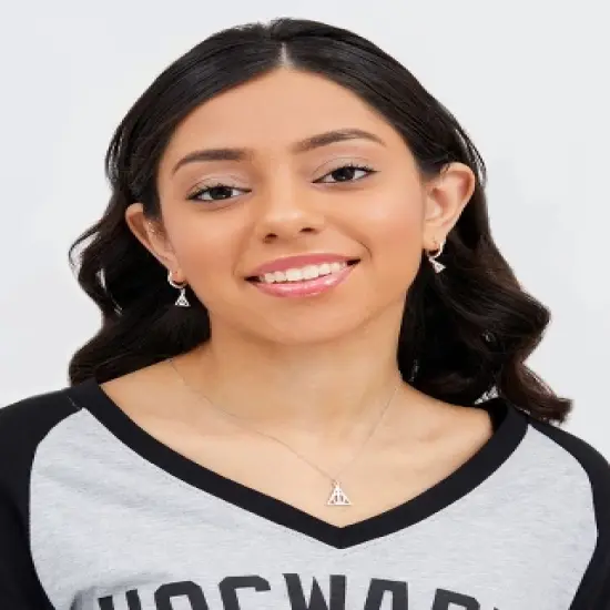 Harry Potter Womens Sterling Silver Deathly Hallows Pendant Necklace, 18" image {3}