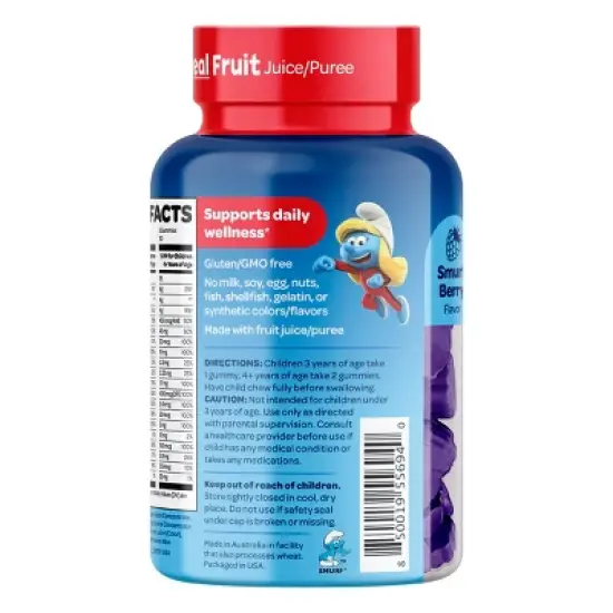 Smurfs Multivitamin Kids Vitamin Gummies, Includes 15 Daily Vitamins & Minerals, Smurfs Berry Flavored, 60ct image {4}