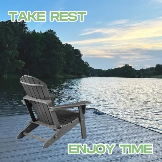 Folding Adirondack Chair, Heavy All-Weather Oversized Folding HDPE Outdoor Lawn Chair for Poolside Backyard Lawn image {4}