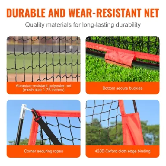 VEVOR 5x5 ft Baseball Softball Practice Net, Portable Baseball Training Net for Hitting Batting Catching Pitching, Backstop Baseball Equipment image {4}