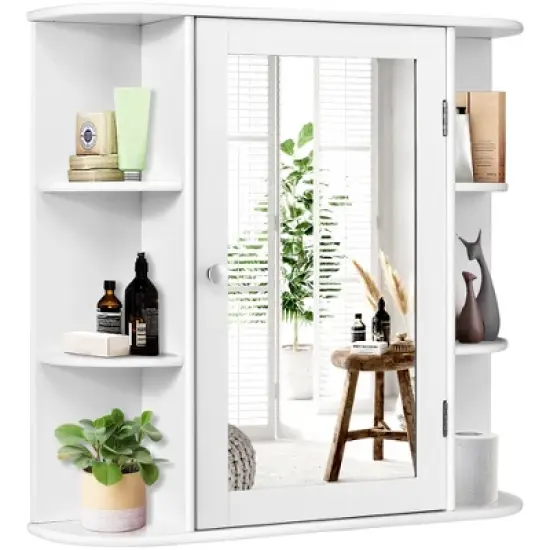 Costway Multipurpose Wall Surface Bathroom Storage Medicine Cabinet Mirror image {10}