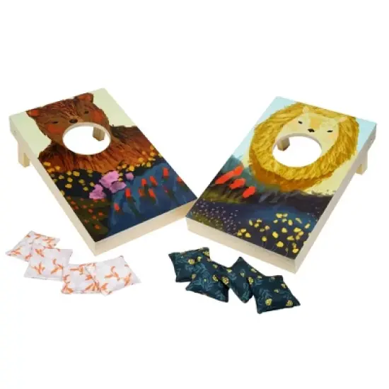 Manhattan Toy Wild Ones Indoor Outdoor Wooden Cornhole Bean Bag Toss Game Set, 10 Piece image {3}