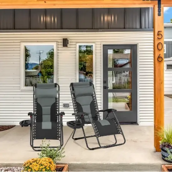 Yaheetech 2pcs 26in Padded Outdoor Zero Gravity Chair image {1}