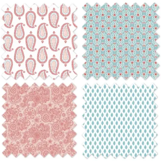 Bacati - Sophia Paisley Aqua/Coral Long Side Crib Rail Guard Cover image {4}