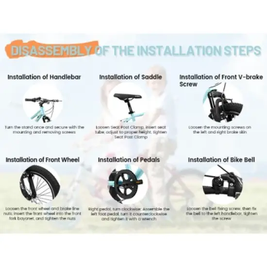 RISOKEYS 20 inch 21 Speed Children's Mountain  Bicycle, Shock Absorbing Front Fork & V - brakes,Boys and Girls Kids Bike for Outdoor Adventure image {9}