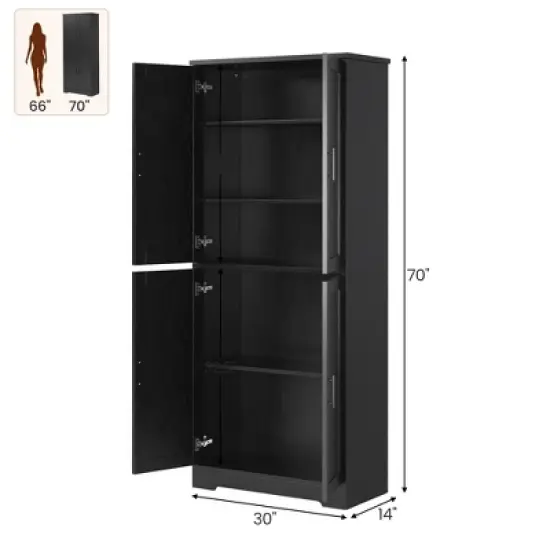 70" Tall Kitchen Pantry Cabinet with Doors and Adjustable Shelves, Freestanding Cupboard image {7}