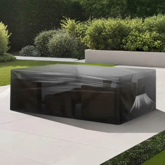 VEVOR Patio Furniture Cover, 420D Heavy Duty Waterproof Outdoor Dining Table and Chairs Cover, Large Rectangular Patio Table Covers, Black image {1}