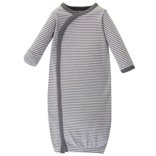Touched by Nature Baby Organic Cotton Side-Closure Snap Long-Sleeve Gowns 3pk, Fox image {2}
