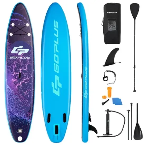 Costway 11'/10'5'' Inflatable Stand Up Paddle Board Surfboard W/Bag Aluminum Paddle Pump image {10}