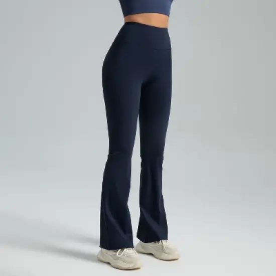 BABYYER Women's Mini Flare Leggings High Waisted Tummy Control Yoga Pants Bootcut Workout Gym Casual image {6}