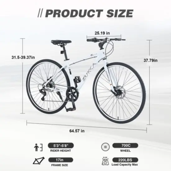 INFURNIC Bicycles Shimano 7 Speed Hybrid Road Bike with Double Disc Brakes for Men and Women City Riding, White, 64.57"*25.19"*37.79" image {4}