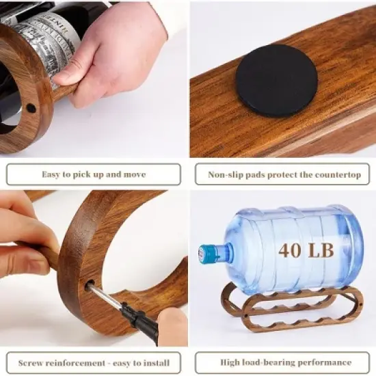 Itopfox Adjustable Wine Rack and Water Bottle Organizer for Cabinet and Countertop - 2 in 1 Acacia Wood Storage Solution image {3}