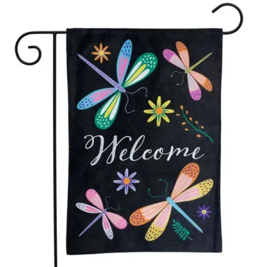 Colorful Dragonflies Spring Burlap Garden Flag Welcome 12.5"x18" Briarwood Lane image {1}