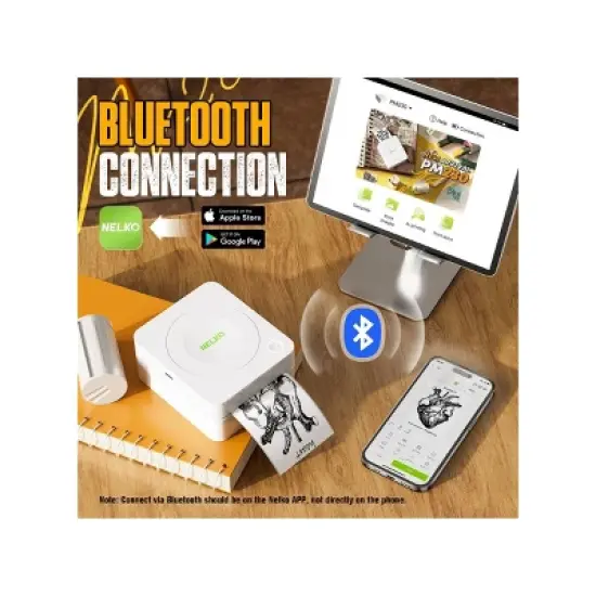 Nelko PM230 Portable Bluetooth Sticker Printer White with 2pk 54mmx3.5m White Rolls image {1}