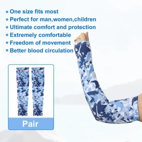 Unique Bargains Basketball Sports Camouflage Cooling Arm Elbow Compression Sleeve Navy Blue 1 Pair image {4}
