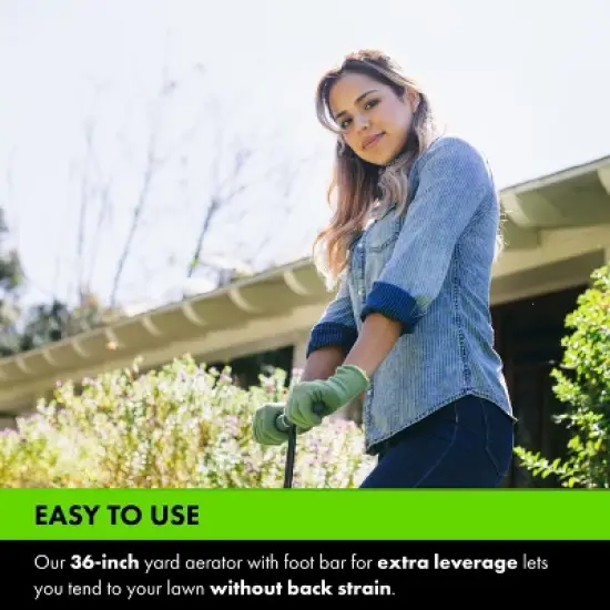 Yard Butler IM-7C Multi Spike Lawn Aerator - Spike Grass Aerator Lawn Tool, Manual Hand Tiller for Garden and Soil - 37 Inches image {4}