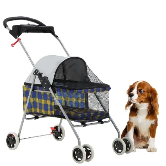 BestMassage Pet Stroller 4 Wheels Dog Cat Stroller Foldable Jogger Stroller image {13}