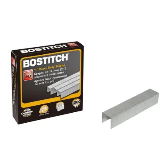 Bostitch Premium Heavy Duty Staples, 1/2", 1000 Per Pack, 3 Packs image {1}