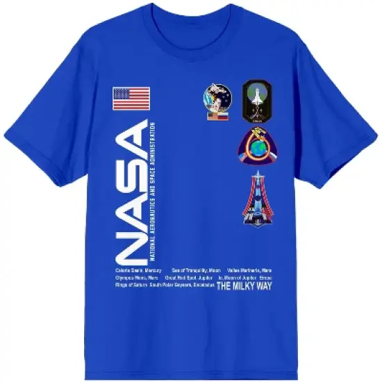 NASA Badges With Worm Women's Royal Blue Graphic Tee image {2}