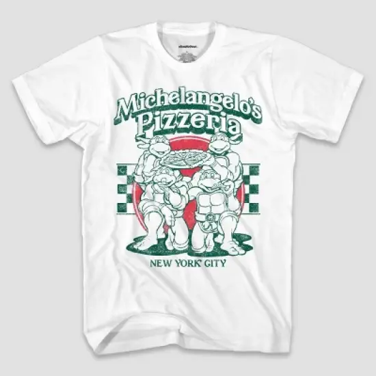 Men's Teenage Mutant Ninja Turtles Pizza Short Sleeve Graphic T-Shirt - White image {3}