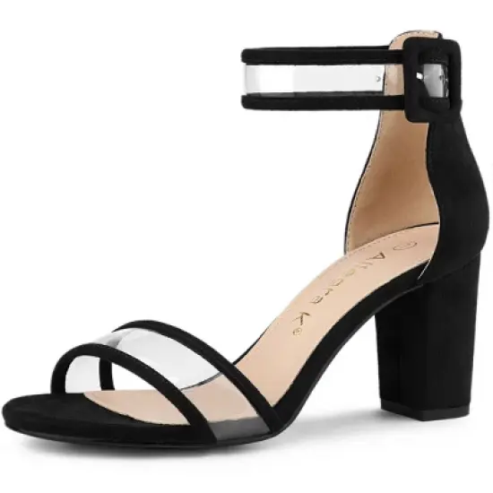 Allegra K Women's Clear Ankle Strap Chunky Heels Sandals image {10}