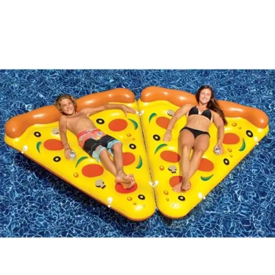 Swimline 72" Inflatable Pizza Slice Novelty Swimming Pool Float Raft - Yellow/Orange image {3}