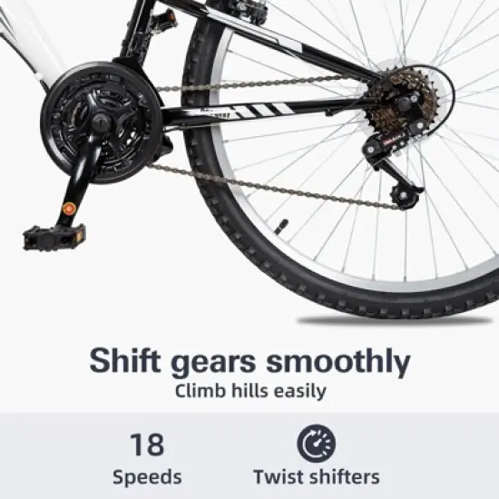 hykolity 26 inch Mountain Bike MTB Outdoor Bicycle Cycling 18 Speed Sport Bikes Trail Off Road Full Suspension for Adult Men Unisex White image {2}