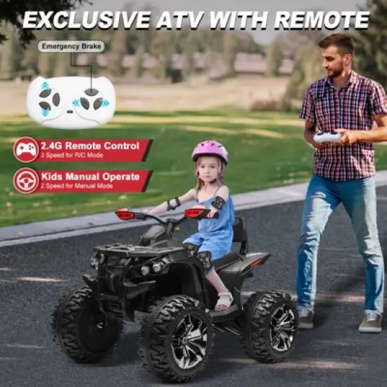 JOYRACER 24V Kids Ride-On ATV, 2-Seater 4-Wheeler Quad Electric Powerful Car w/ 800W Motor, Remote, High/Low Speed, Bluetooth/MP3 & LED for Big Kids image {1}