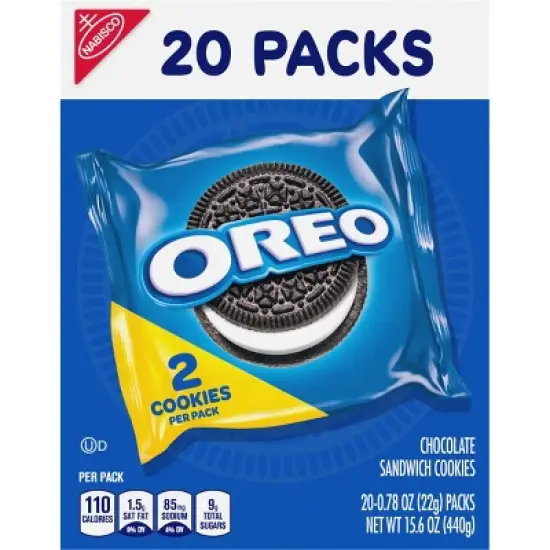 Oreo Chocolate Sandwich Cookies Snack Pack - 15.6oz/20ct image {10}