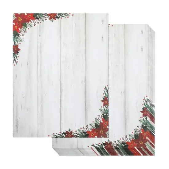 Pipilo Press 100 Sheets Christmas Stationery Paper for Writing Letters, Invitations, Poinsettia, 8.5x11 in image {6}