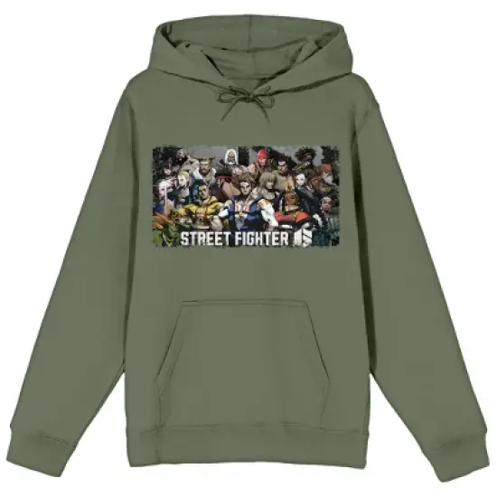 Street Fighter VI Group Poster & Logo Long Sleeve Olive Adult Hooded Sweatshirt image {2}