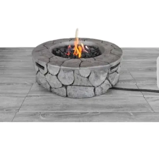 Compact Fiber Reinforced Concrete Outdoor Fire Pit with Stainless Steel Burner and Propane Compatibility image {5}