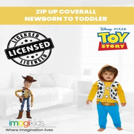 Disney Pixar Toy Story Woody Zip Up Costume Coverall Toddler image {2}