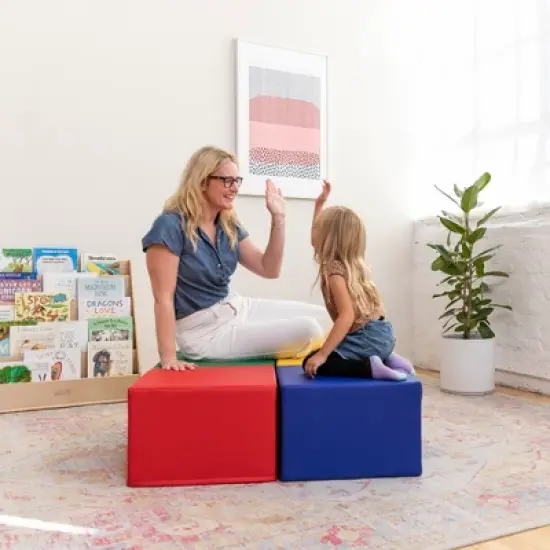 ECR4Kids SoftZone Square Foam Ottoman, Flexible Seating, 12in Seat Height, 4-Piece image {6}