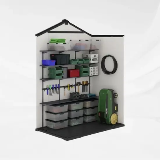 YARDSIGHT 8*6 FT Outdoor Storage Shed with Floor and Double Doors for Garden Patio Furniture and Tools,Gray/White image {4}