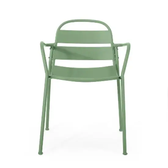 Christopher Knight Home Corey 3 Piece Outdoor Modern Metal Bistro Set with Open Slat Design image {4}