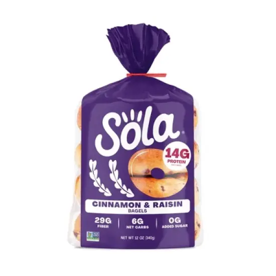 Sola Cinnamon Raisin Bagel - 12oz image {10}
